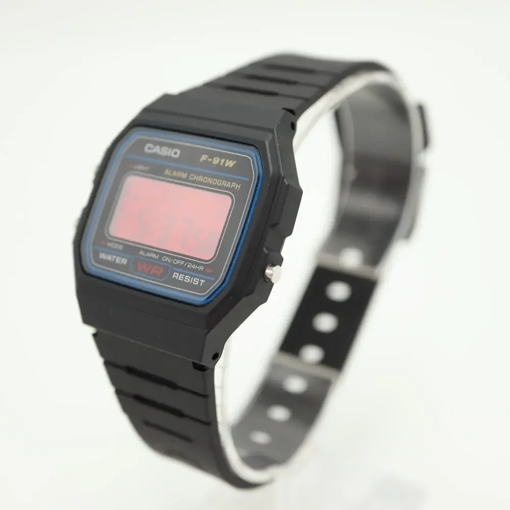 Casio F-91W Custom Mod UPGRADED BACKLIGHT Color Screen Red Crimson Digital Watch